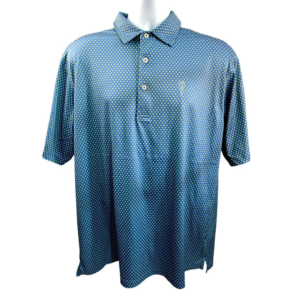 Donald Ross Sport Shirt Mens XL Geo Pattern Print Golf Polo Stretch  Likke neww